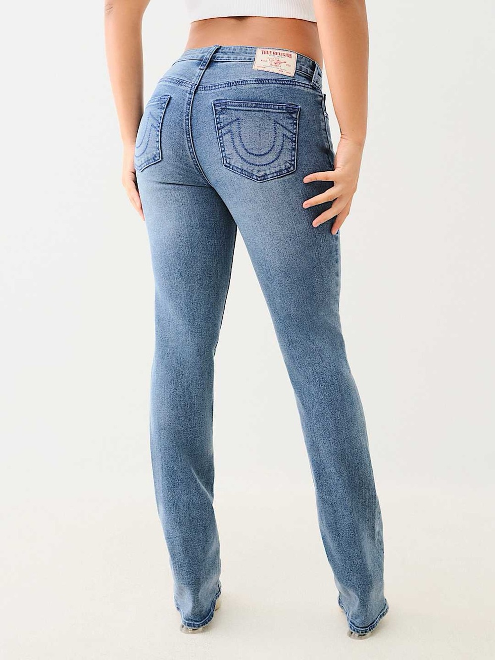 NWT True Religion Billie mid rise straight leg jeans flap pockets Size 24 $159